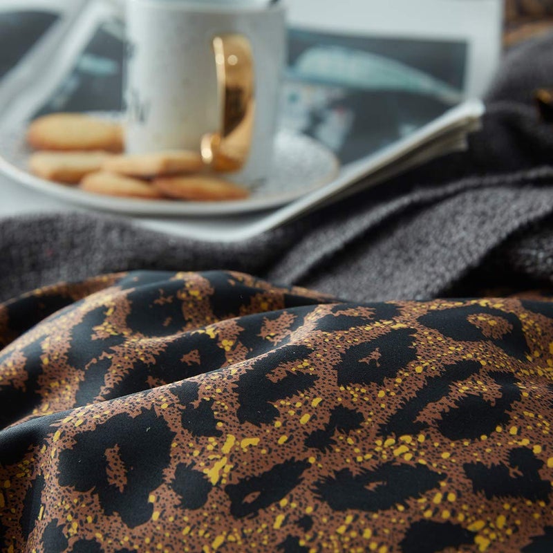 mixinni Leopard Print Duvet Cover King Size Long Staple Cotton Bedding Set with Zipper Closure Ties, Perfect for Man and Woman, Ultra Soft and Easy Care (3pcs, King Size) - Image 4